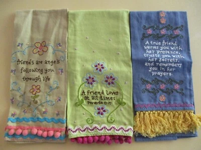 Toallas de cocina/té Natural Life Friendship mezcla de lino con oraciones y proverbios Foto 1 de 4