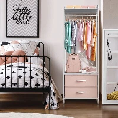 Sorbus Estante Colgante Ropa Habitación Niños con 2 Cajones + 2 Estantes (Rosa) Foto 1 de 4