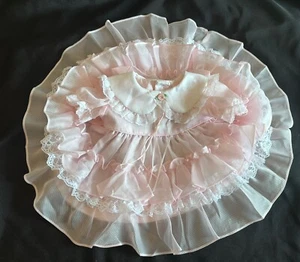 MARTHAS MINIATURES We’re Fussy Vestito Bambina 12-18 Mesi Rosa Trasparente Pizzo Sfilata - Foto 1 di 23