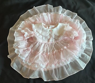 MARTHAS MINIATURES We’re Fussy Dress Girls 12-18 Months Sheer Pink Lace Circle - Image 1 of 4