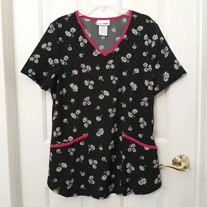 Womens Scrubstar Stretchy Scrub Top Floral Daisies Size S M NEW - Picture 1 of 7
