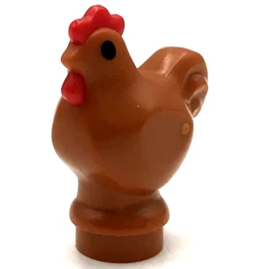 Lego Nuevo Pollo Naranja Oscuro con Peine Rojo Moldeado y Wattle Impreso Ojos Negros - Imagen 1 de 1