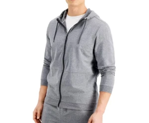 Alfani Men's Moisture-Wicking Pajama Full Zip Hoodie, Grey Heather, Size XL - Picture 1 of 1