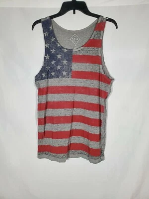 BIEN USADO ROJO BLANCO AZUL DESGASTADO BANDERA AMERICANA PATRIÓTICA CAMISETA SIN MANGAS PARA HOMBRE PEQUEÑA Foto 1 de 4