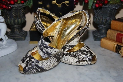 BCBG GIRLS BG-FAIRY LEATHER FAUX SNAKE SKIN HEEL SLING BACK OPEN TOE NWOB SZ 7 M - Image 1 of 4