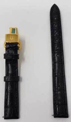 Bulova Black 12mm Genuine Alligator Deployment Clasp Leather Watch Strap/Band SD - Image 1 of 4