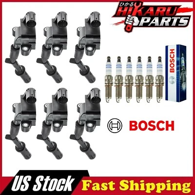 6x BOSCH Spark Plug & 6x Ignition Coil For Mercedes-Benz W166 ML350 12-15 - Image 1 of 4