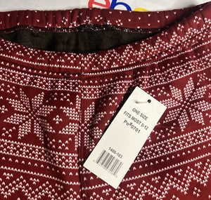 One Size Insulated Cozy Warm Leggings Fall Winter Holiday Christmas Red/White - Picture 1 of 7