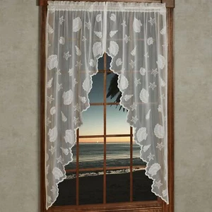 Seashells Lace Tailored Curtains - Picture 1 of 3