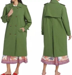 New Farm Rio Cotton-Blend Double Breasted Trench Coat In Green Size S $295 - Picture 1 of 4
