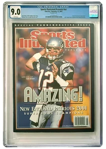 2002 Newsstand Sports Illustrated Football Tom Brady 1st Cover RC CGC 9.0 - Picture 1 of 2