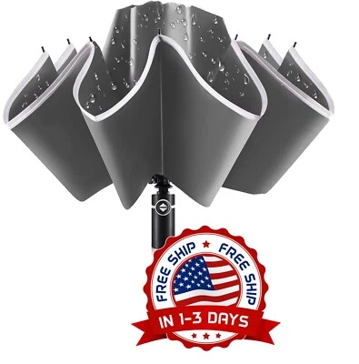 Paraguas Doble a Prueba de Viento para Hombre y Mujer Paraguas Plegable NUEVO US Foto 1 de 4