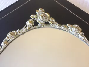 Gold Rose Floral Vintage OVAL Vanity MIRROR TRAY RARE HTF EXCELLENT Condition - Picture 1 of 18