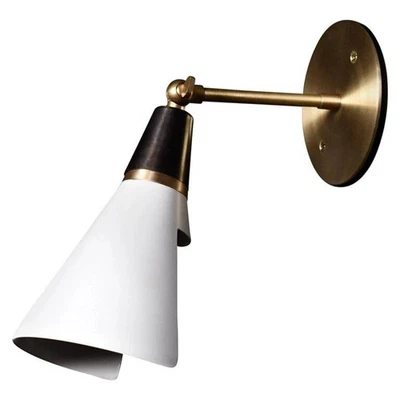 Petite Magari Adjustable Wall Lamp in Black, White & Brass Set of 2 - Image 1 of 4