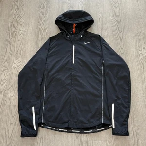 Nike Element Shield Max Running Jacket Full Zip Small Black Reflective Hooded - Picture 1 of 12