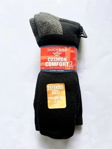 NEW 3 PAIRS MENS DOCKERS CUSHION COMFORT COTTON BLEND SOCKS SIZE 13-15 BLACK - Picture 1 of 5
