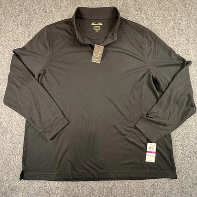 Tasso Elba Supima Cotton Blend Long Sleeve Polo Shirt XXL Black #952 - Image 1 of 4