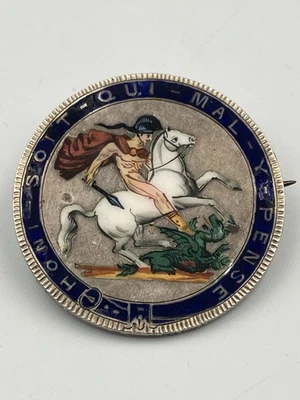 George III Crown Brooch Order of the Garter Motto 26.02g - Image 1 of 4