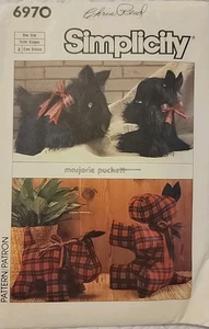 Simplicity 6970 UNGESCHNITTENES Schnittmuster Stofftier Plüsch Scottie Hund Puppe 2 Größen Vin 1985 - Bild 1 von 2