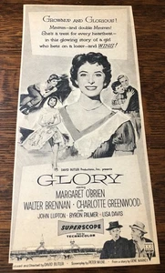 Pubblicità film d'epoca 1956 GLORY Margaret OBrien, Walter Brennan, Charlotte Greenwood - Foto 1 di 1
