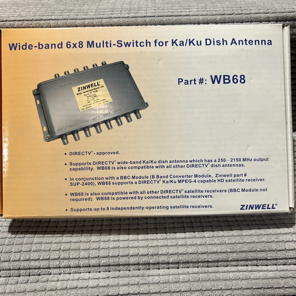 ZINWELL DirecTV Wide Band 6x8 Satellite Multi-Switch WB68 - Image 1 of 1