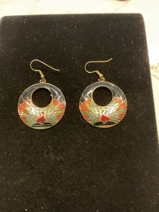 Pendientes Cloisonne Peacock vintage - Imagen 1 de 3