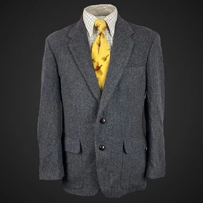 Farah Men’s Tweed Jacket Blazer 40S Grey Herringbone Sport Coat Wool Smart - Image 1 of 4