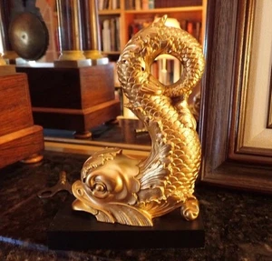 Antiguo Pisapapeles Oro Sujetalibros Dorado Dore Bronce Delfín Mármol Neoclásico - Imagen 1 de 5