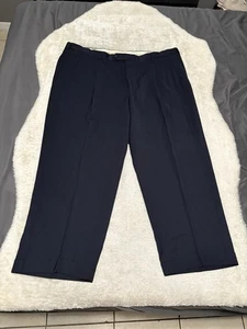 Pronto Uomo Mens Navy Blue Pleated Straight Wool Dress Pants Size 44x28 - Picture 1 of 8