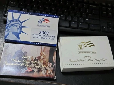 2007 US MINT PROOF SET 14 COINS-WITH BOX AND COA State Quarters & Presidential $ - Image 1 of 3