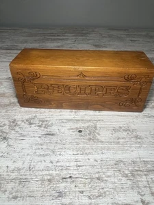 Rezeptbox aus Holz Vintage Bauernhaus graviert 2 Abschnitte 11 Zoll x 3 Zoll x 3 Zoll keine Rezepte - Bild 1 von 9