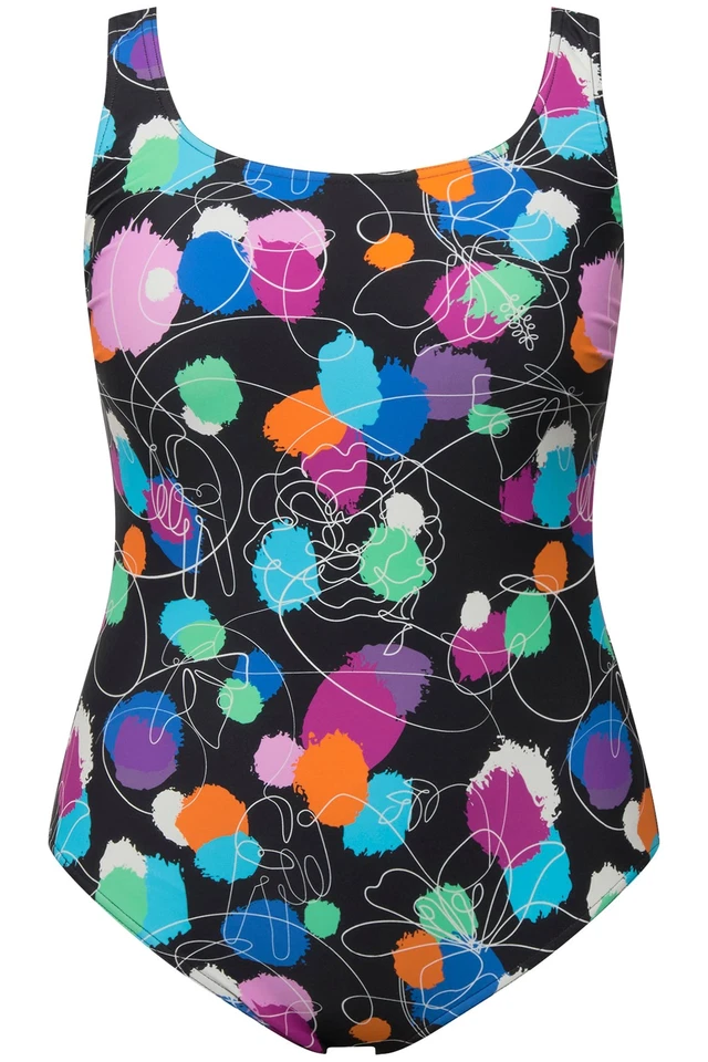 Ulla Popken Damen große Größen Badeanzug Tupfen ohne Softcups - Bild 1 von 1