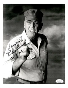 Chaqueta metálica completa firmada por R. Lee Ermey papel "The Gunny" foto 8,5x11 certificado de autenticidad JSA - Imagen 1 de 1