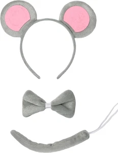 3 Stück Maus Ohren Stirnband Kostüm Zubehör Set Grau Rosa Rattenohren Stirnband/... - Bild 1 von 6