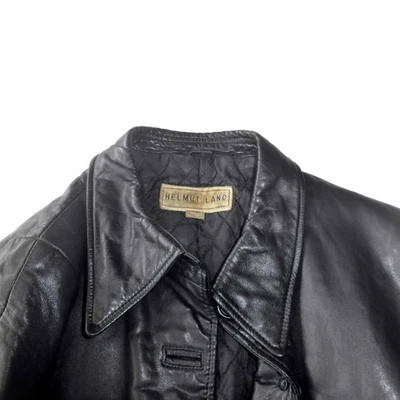 Used Helmut Lang Leather Riders Jacket Size 9 AR Black Length 62cm - Image 1 of 4