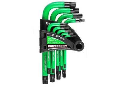 Powerbuilt 941071 9 Piece Short Arm Tamper-Proof Torx Key Wrench Set - Image 1 of 4