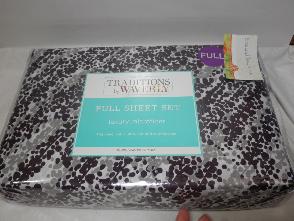 NEW Traditions by Waverly RAIN - PLUM Full Sheet Set 4pc NIP Plum and Grey  - Image 1 of 4