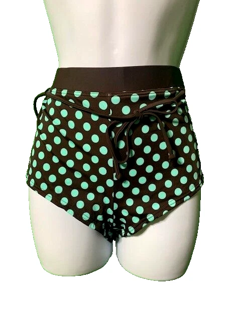 Nuevo Venus Bikini Parte Inferior - Traje de baño Niño Pantalones Cortos Talla 14 Marrón y Verde azulado Lunares Foto 1 de 4