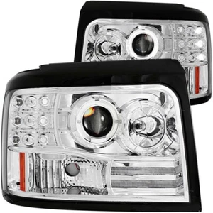 ANZO For 1992-1996 Ford F-150 Projector Headlights W/ Halo Chrome W/ Side - Picture 1 of 10