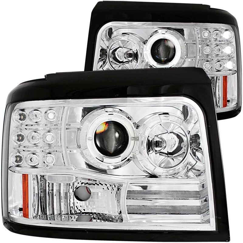 ANZO For 1992-1996 Ford F-150 Projector Headlights W/ Halo Chrome W/ Side - Imagem 1 de 4