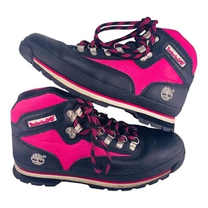 Timberland Euro Hiker Boots Womens Sz 8.5 M Black/  Pink Boots - Picture 1 of 13