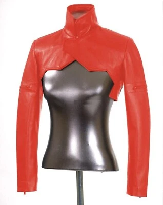 Women Red Leather Bolero Shrug  Jacket Size XS S M L XL XXL Custom Made - Image 1 of 4