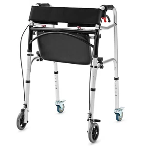 Standard Walking Aid 2-Button Folding Walker w/ 5-Position Adjustable Heights - Picture 1 of 9
