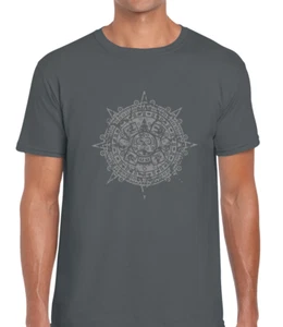 CAMISETA CALENDARIO AZTECA VINTAGE PARA HOMBRE CAMISETA ILLUMINATI CONSPIRACIÓN SÍMBOLO ANTIGUO TOP - Imagen 1 de 12