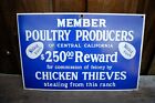 Old Chicken Thieves Egg Poultry Producers California Nulaid Eggs Porcelain Sign