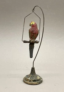 Alter Puppenstuben-Papagei auf Vogelstange mit Ständer, Elastolin - Photo 1/5
