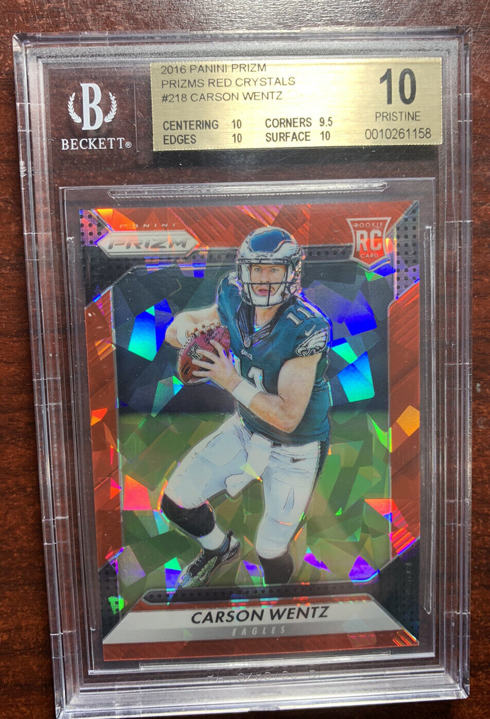 2016 Prizm Carson Wentz Red Crystals /75 RC Colts Rookie #218 BGS 10 PMJS