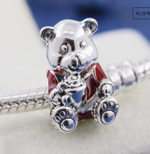 Authentic Pandora silver charm/bead Red Enamel Christmas Holiday Bear 797564 - Image 1 of 1