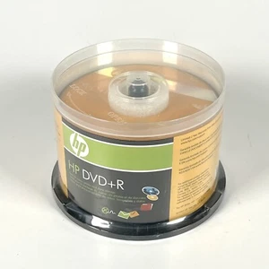 HP DVD+R 16x 4.7 gb 120 min 50 pk Video Photo Data Storage Cake Box - Picture 1 of 4