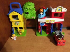 Fisher Price Little People Animal Rescue Vet Hospital Fire Station Playset